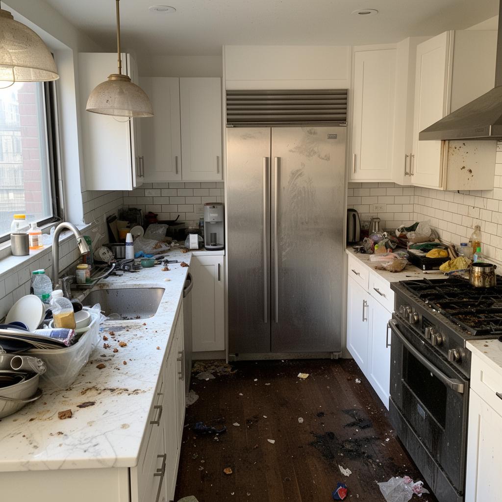 Kitchen before cleaning
